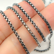 Rhodium & White Sterling Silver Diamond Cut Box Chain